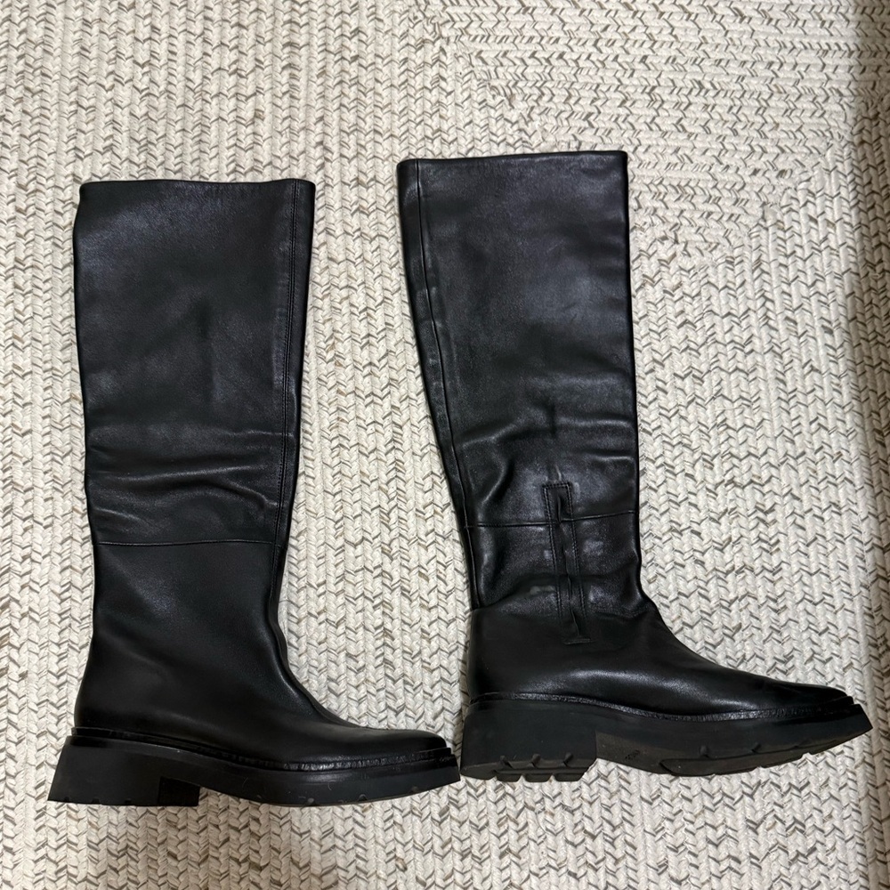 Vince Rune Leather Slouch Knee High Lug Sole Boots - Picture 11 of 15